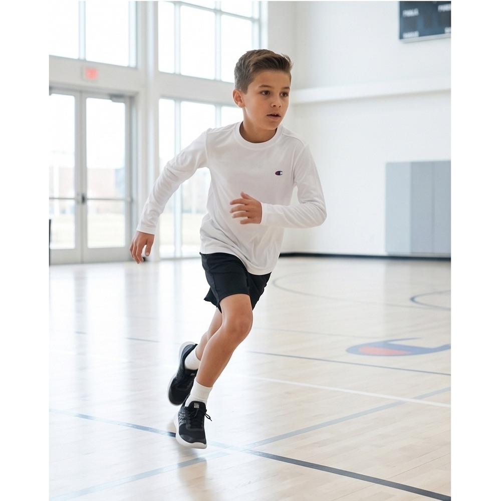 Champion Kids White‎ Long Sleeve Performance Athletic Shirt Size Medium M